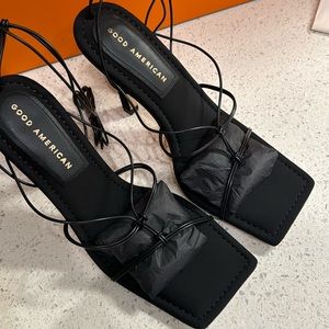 Good American Lace-up Leather Sandal 12